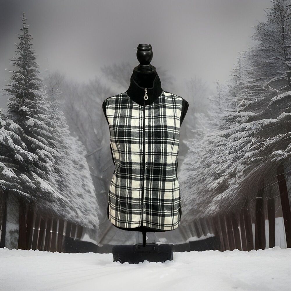 Savile Row Co. London Jackets/ Black And White Plaid Fleece Vest